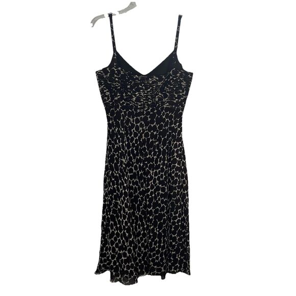 Ann Taylor Silk Dress Womens Size 8 Brown Cream Giraffe Animal Safari Cheetah - Picture 2 of 6